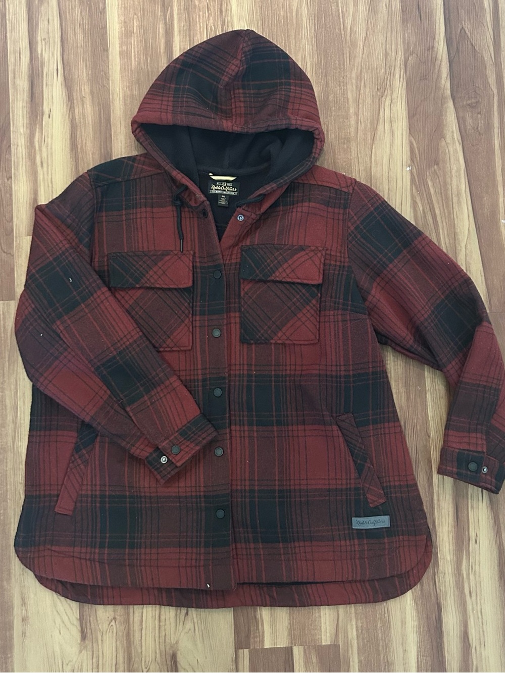 Men's Red & Black Plaid Hooded Jacket